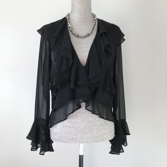 long sheer ruffle cardigan